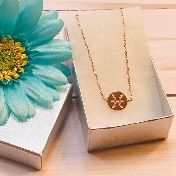 Sterling Silver Pisces Necklace Rose Gold Plated - Picture 1 of 8